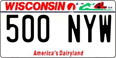 WI license plate 500NYW