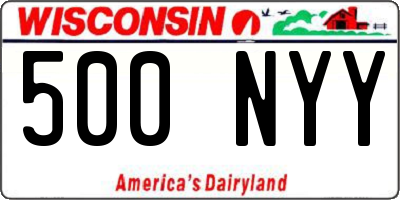 WI license plate 500NYY