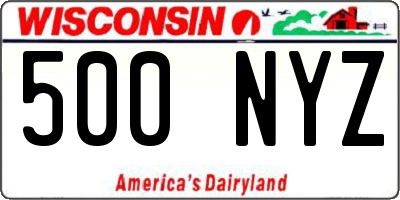 WI license plate 500NYZ