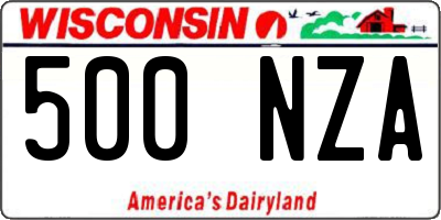 WI license plate 500NZA