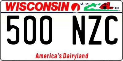 WI license plate 500NZC