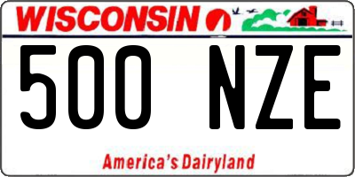 WI license plate 500NZE