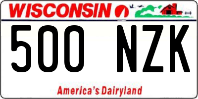 WI license plate 500NZK