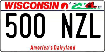 WI license plate 500NZL