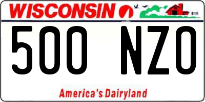WI license plate 500NZO