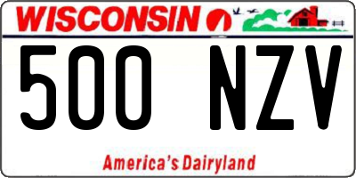 WI license plate 500NZV