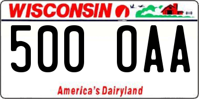 WI license plate 500OAA