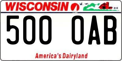 WI license plate 500OAB