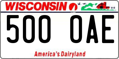 WI license plate 500OAE