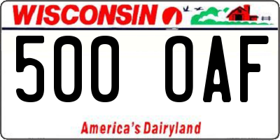 WI license plate 500OAF