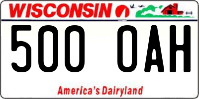 WI license plate 500OAH