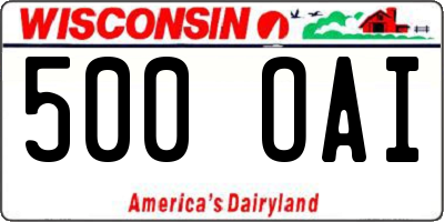 WI license plate 500OAI