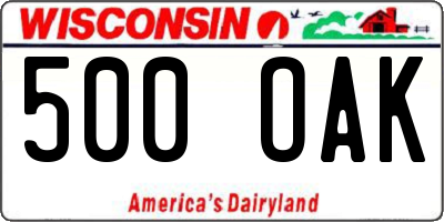 WI license plate 500OAK