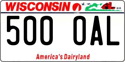 WI license plate 500OAL