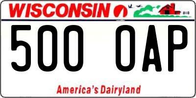 WI license plate 500OAP