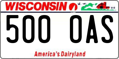 WI license plate 500OAS