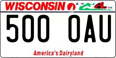 WI license plate 500OAU