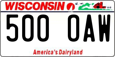 WI license plate 500OAW
