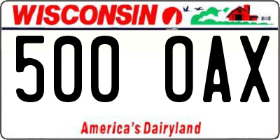 WI license plate 500OAX