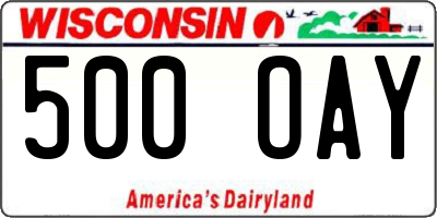 WI license plate 500OAY