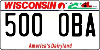 WI license plate 500OBA