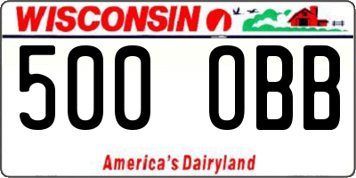 WI license plate 500OBB