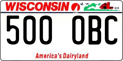 WI license plate 500OBC