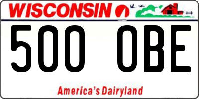 WI license plate 500OBE