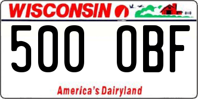 WI license plate 500OBF
