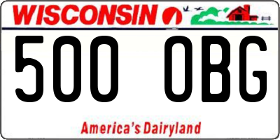 WI license plate 500OBG