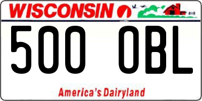 WI license plate 500OBL
