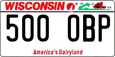 WI license plate 500OBP