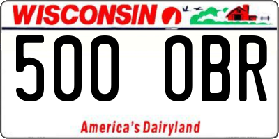 WI license plate 500OBR