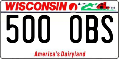WI license plate 500OBS