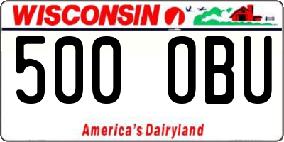 WI license plate 500OBU
