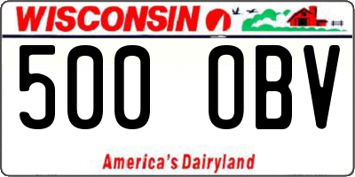 WI license plate 500OBV
