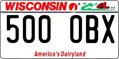 WI license plate 500OBX