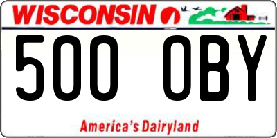 WI license plate 500OBY