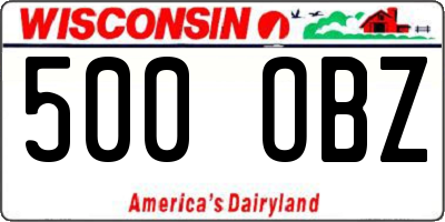 WI license plate 500OBZ
