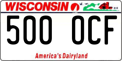 WI license plate 500OCF