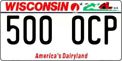WI license plate 500OCP