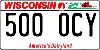 WI license plate 500OCY