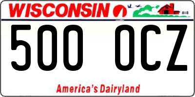 WI license plate 500OCZ