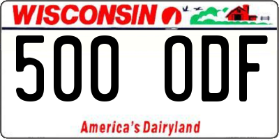 WI license plate 500ODF