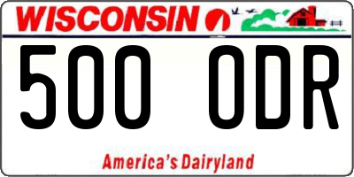 WI license plate 500ODR