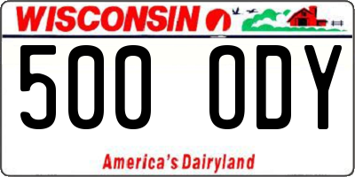 WI license plate 500ODY