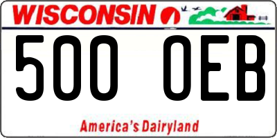 WI license plate 500OEB