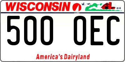 WI license plate 500OEC
