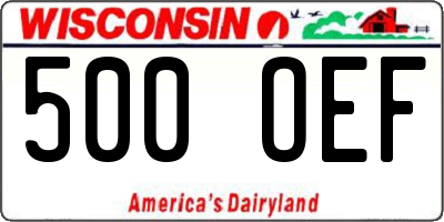 WI license plate 500OEF