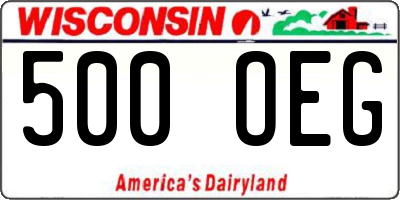 WI license plate 500OEG